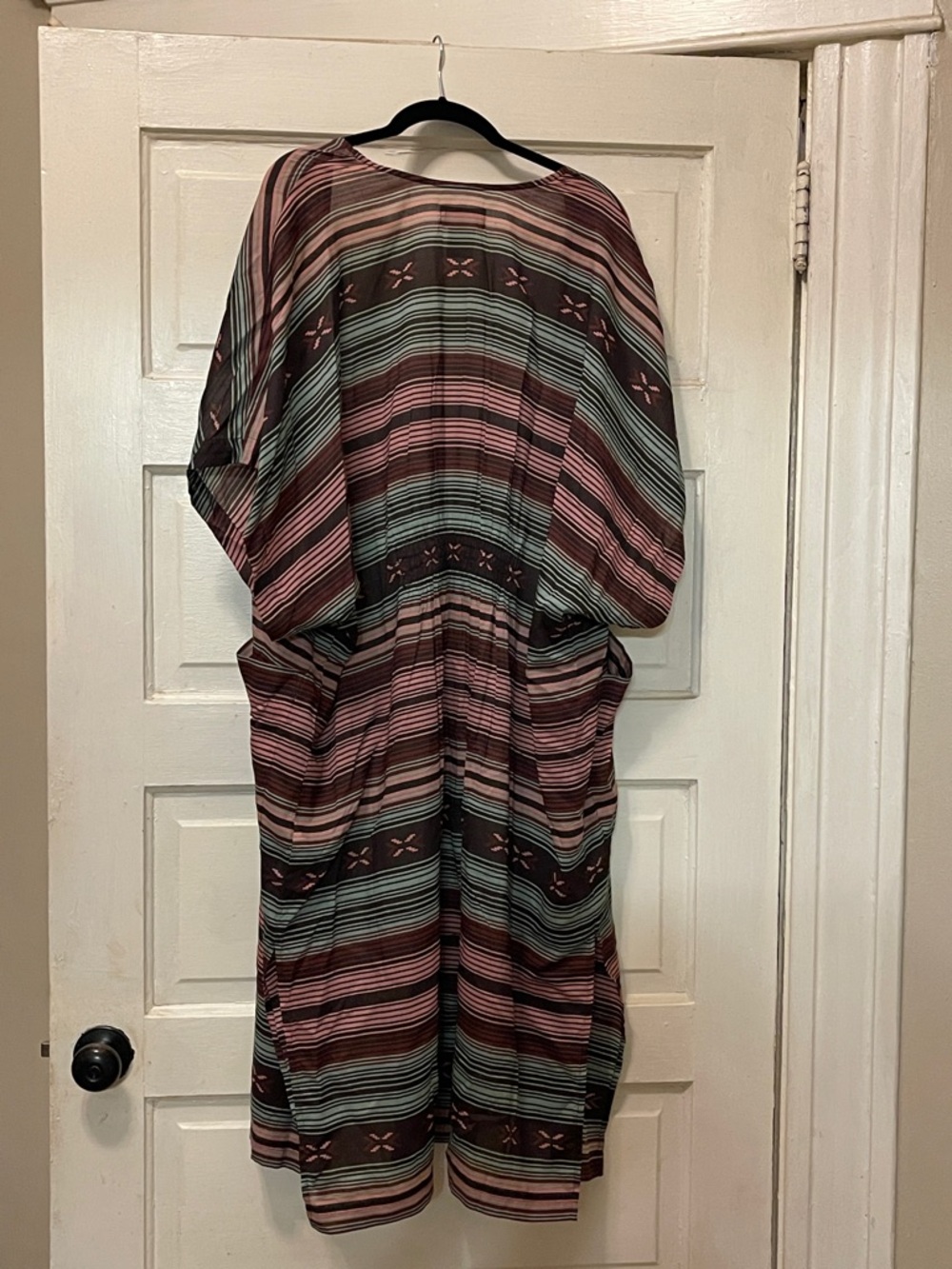Ariat Striped Sheer Duster in Mauve and Teal